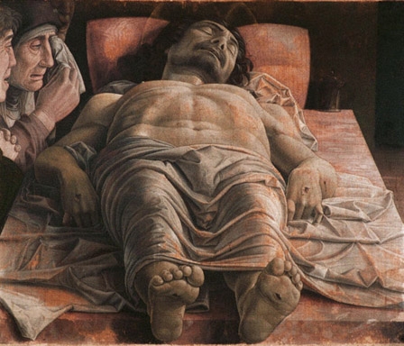 Cristo Scorto, The Dead Christ, Andrea Mantegna, Tempera on canvas, 68x81cm, 1490, Pinacoteca di Brera, Milan.
