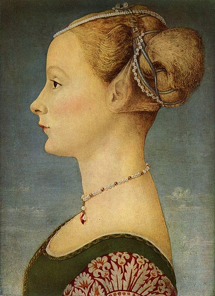 Piero Pollaiuolo, derde kwart 15de eeuw. Portret van een onbekende vrouw 'En profiel'.