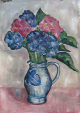 Still life with Hortensia by Anna, painted in Oil in one session by Anna.