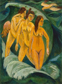 Drie baders, 1913,  Ernst Ludwig Kirchner, Art Gallery of New South Wales.