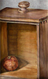 Pomme Granate in Oilpainting layer technique done in a few sessions by Thea.