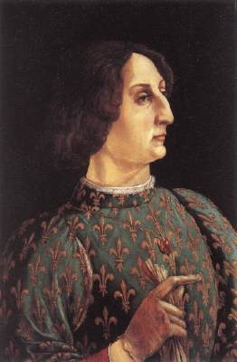 Portret van Galeazzo Maria Sforza, ca. 1471, tempera op paneel, 65x42cm., Galleria Degli Uffizi Florence, Piero del POLLAIUOLO (1441, Florence - 1496 Rome)