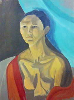 Studie in olieverf van Adinda door Bart in twee sessies. / Oilpaint study in two sessions of model Adinda painted by Bart.  