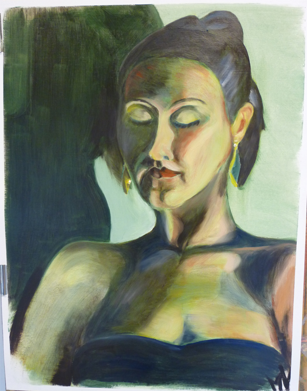 Excercise in portraiture painting in oilpaint:two sessions.