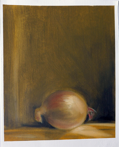Oilpainting study after a still life wiht an onion || Olieverfstudie naar een stilleven met een ui