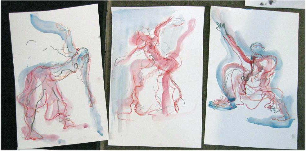 Open inloop tekenen en schilderen naar beweging/ Drop-in drawing and painting after life figure dance.