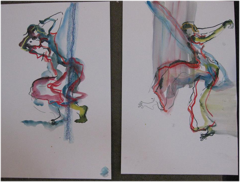 Tekenen en schilderen naar beweging/ Drawing and painting after performance