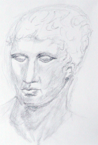 11-11-2009, Schetsen in het Allard Pierson Museum. In de voetsporen van de klassieke opleiding, schetsen naar antieke beelden.