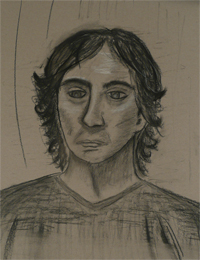 27-11-2009, Portrettekenen, houtskool op papier. Studie naar Alfredo.