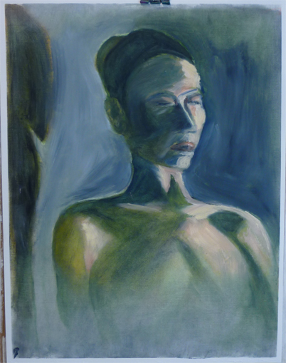 Excercise in portraiture painting in oilpaint:two sessions.