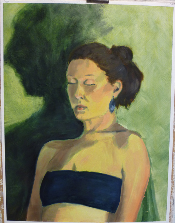 Excercise in portraiture painting in oilpaint:two sessions.