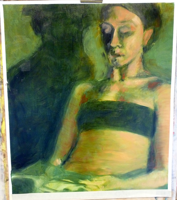 Excercise in portraiture painting in oilpaint:two sessions.